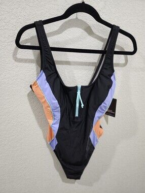 NWT Sports Illustrated Womens Size L One Piece Multi Color Block Swim Suit
